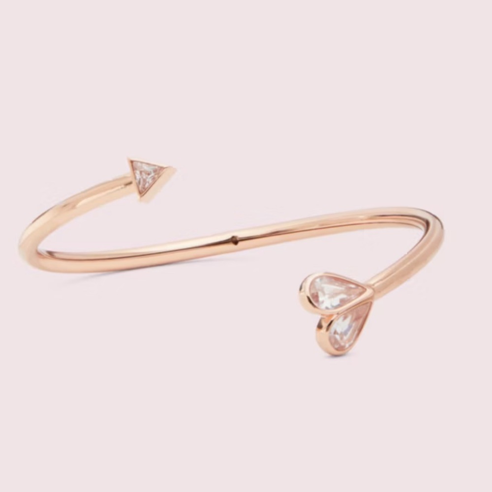 $68 Kate Spade Rock Solid Heart Flex Cuff Bracelet rose gold - Picture 3 of 5